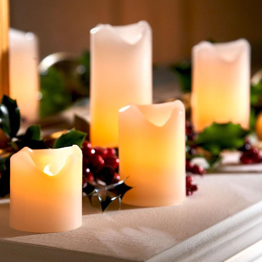 bloom Set of 4 Flame-free LED Wax Pillar Candles