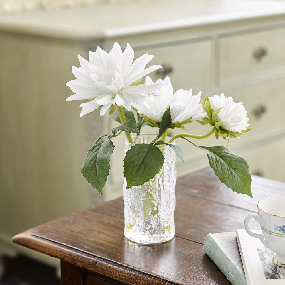 bloom White Dahlias in Ripple Vase