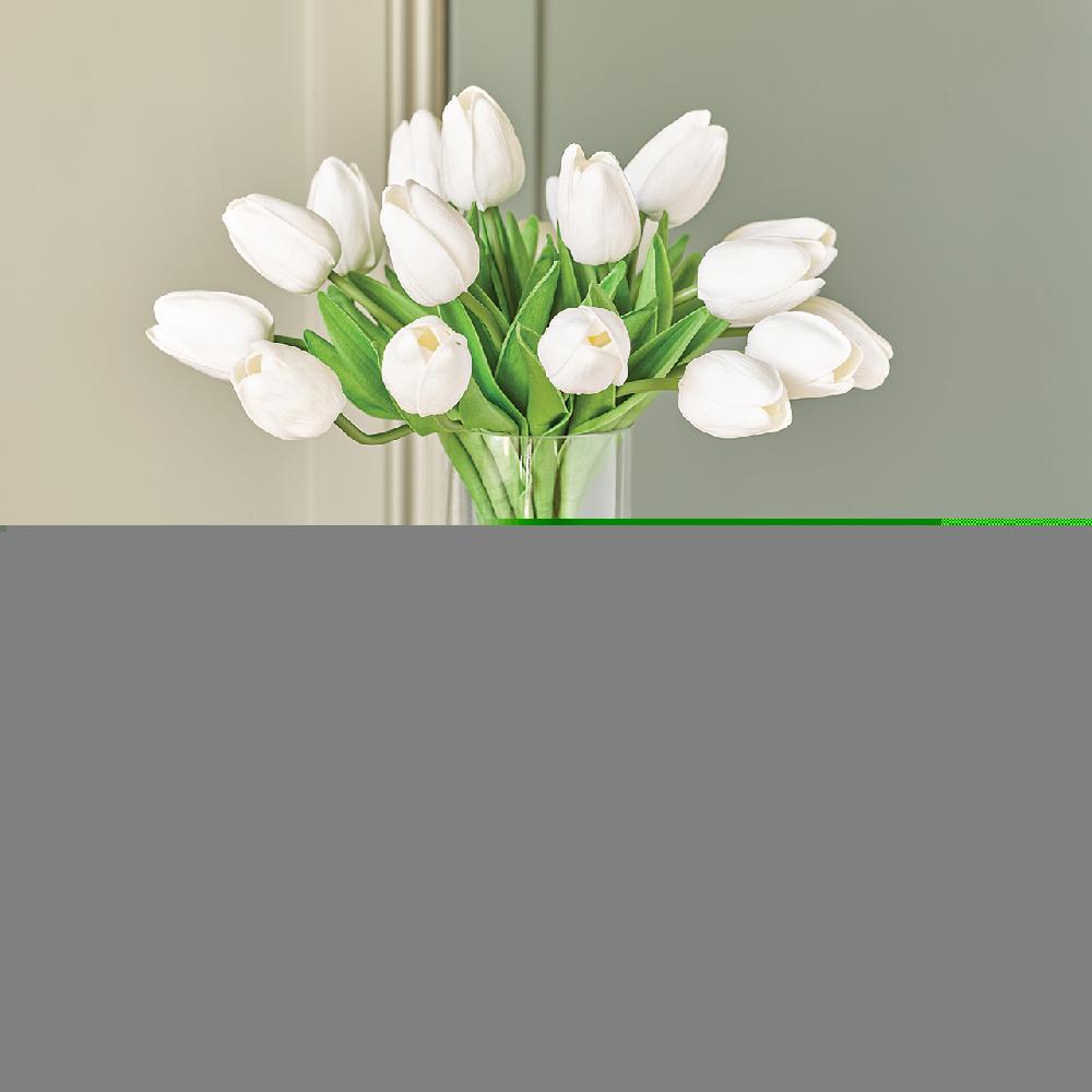 bloom White Tulips in Glass Vase