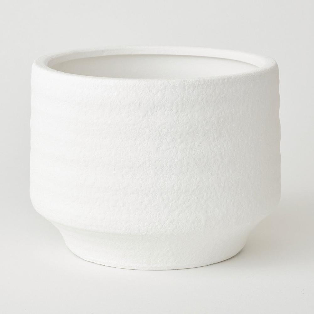 Bloom Wide White Terracotta Vase