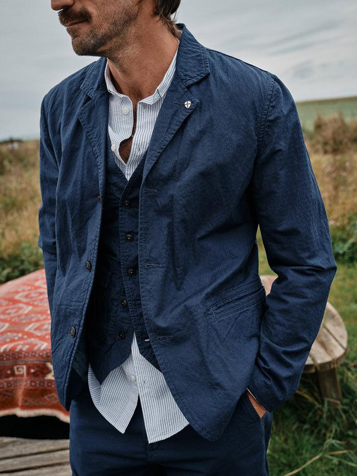 Blue De Gênes Basso MC Shirt Navy Stripe