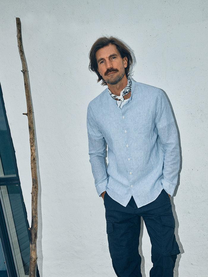 Blue De Gênes Bologna Lapo Shirt White Stripe