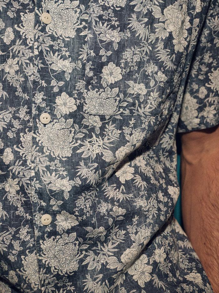 Blue De Gênes Colonnello Flower Shirt Navy