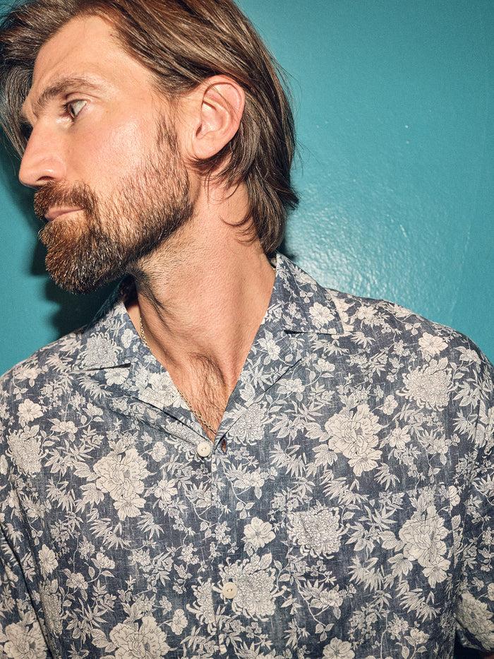 Blue De Gênes Colonnello Flower Shirt Navy