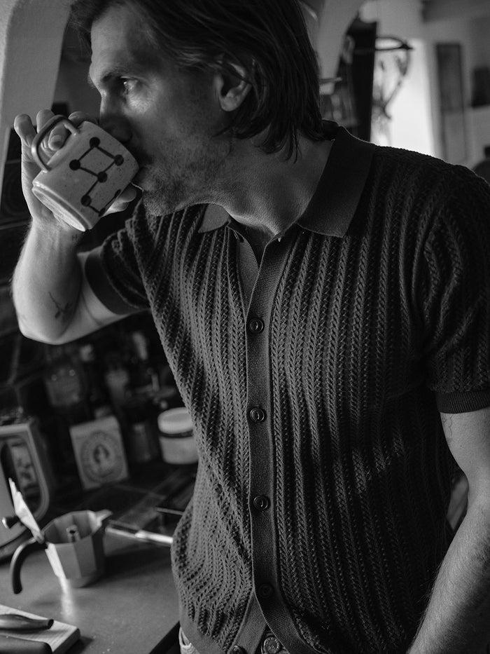 Blue De Gênes Compra Open Polo Knit Dark Navy