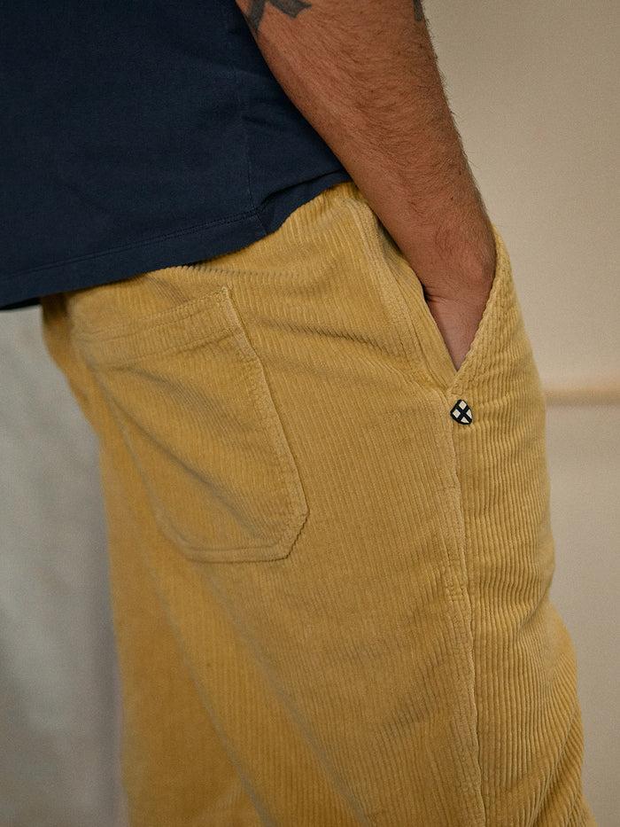 Blue De Gênes Crivello Cord Shorts Yellow Grain