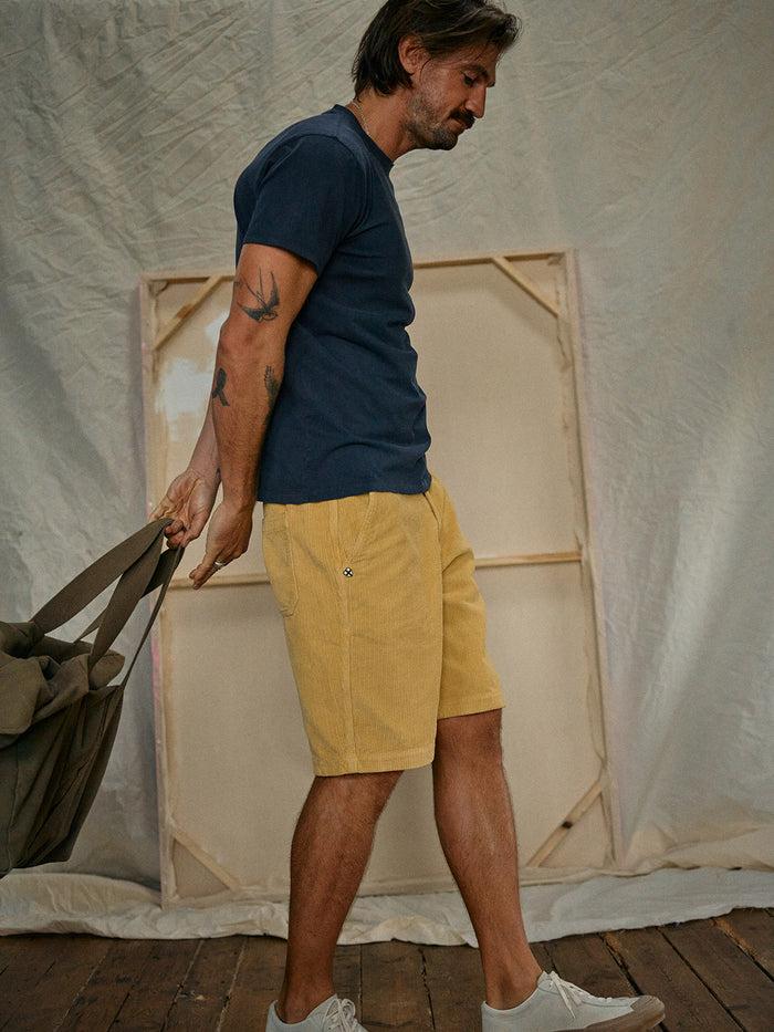 Blue De Gênes Crivello Cord Shorts Yellow Grain