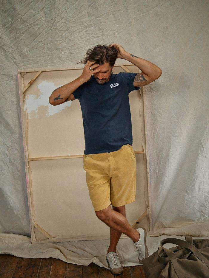 blue de gênes Crivello Cord Shorts Yellow Grain