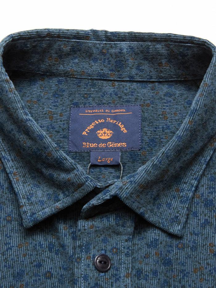 Blue De Gênes Enrico Cord Shirt Blue Pattern