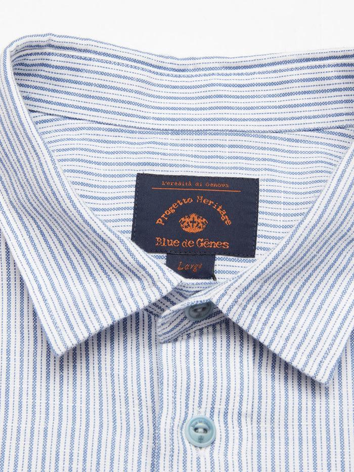 Blue De Gênes Enrico Grass Shirt Navy Stripe