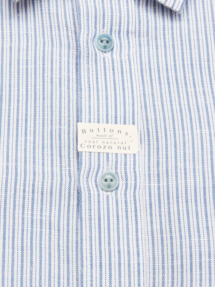 Blue De Gênes Enrico Grass Shirt Navy Stripe
