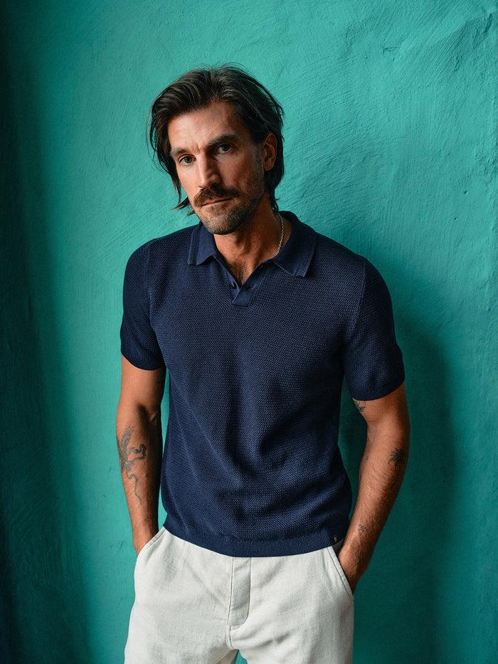 Blue De Gênes Filo Knit Polo Navy