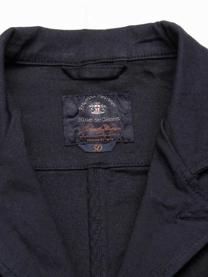 Blue De Gênes Gabbiano Dobby Blazer Dark Navy