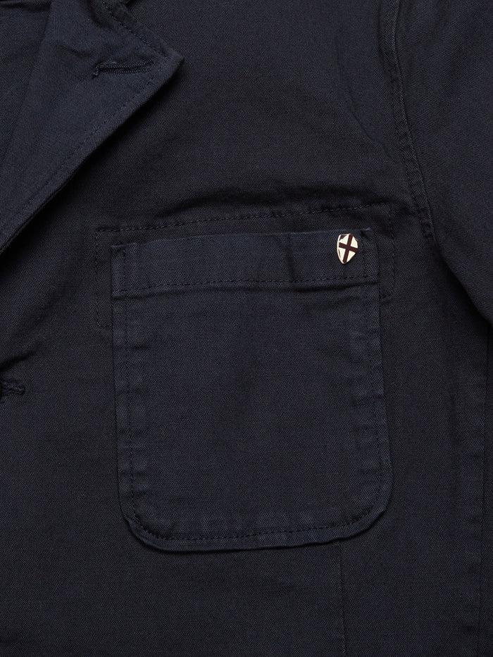 Blue De Gênes Gabbiano Dobby Blazer Dark Navy