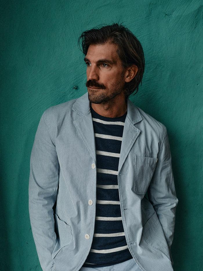 blue de gênes Monte Stripe Knit Navy