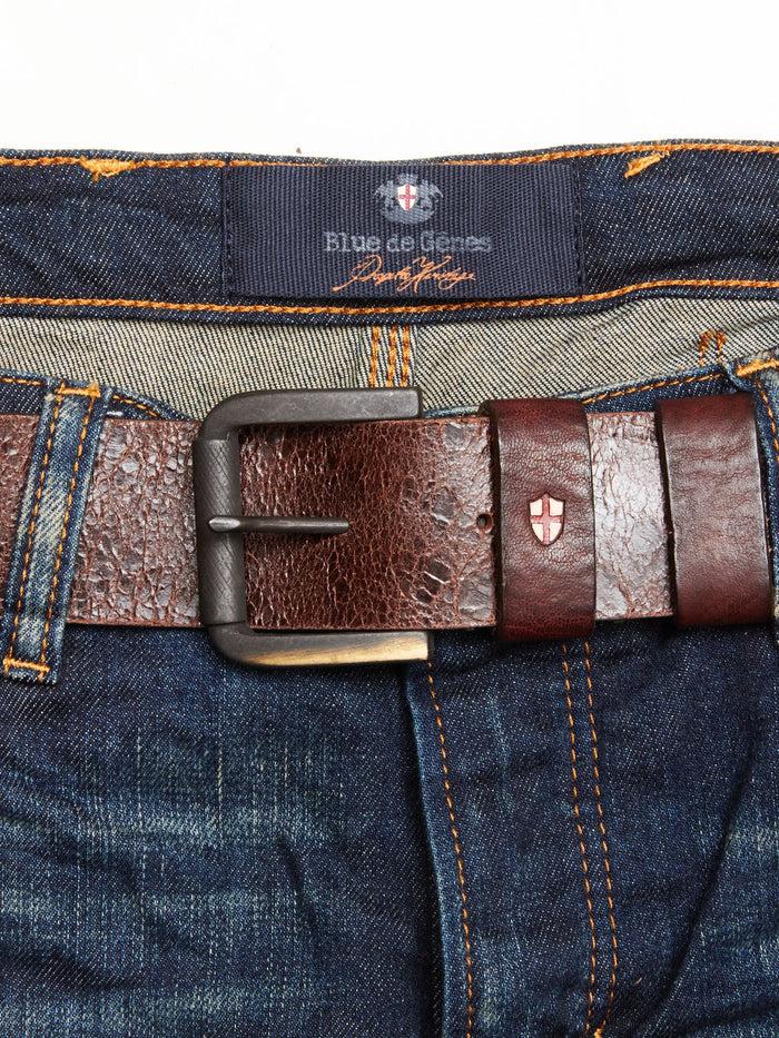 Blue De Gênes Piceno Leather Belt Cognac