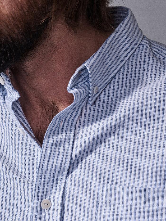 Blue De Gênes Sandro Oxford Shirt Blue Stripe