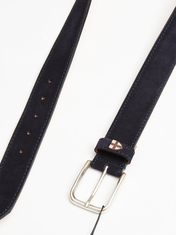 Blue De Gênes Suede Belt Navy