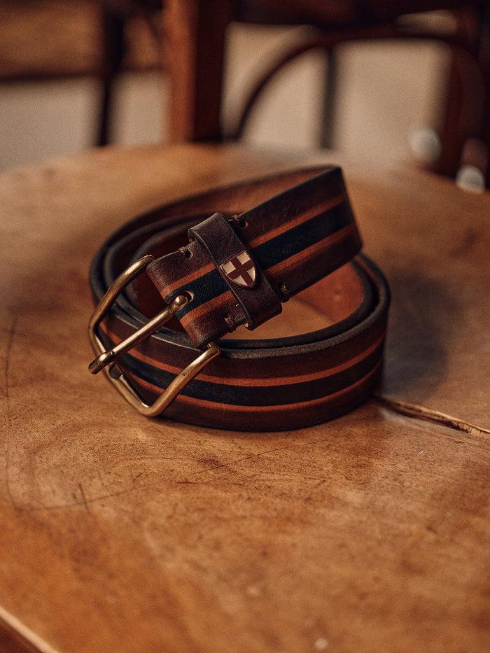 Blue De Gênes Tino Belt Brown Stripe