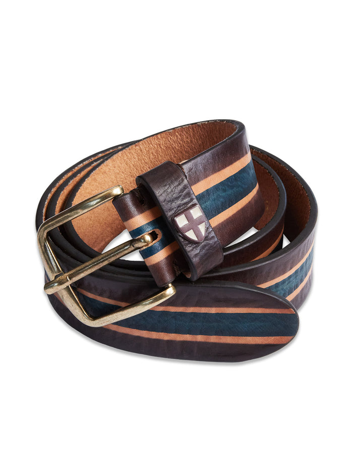 Blue De Gênes Tino Belt Brown Stripe