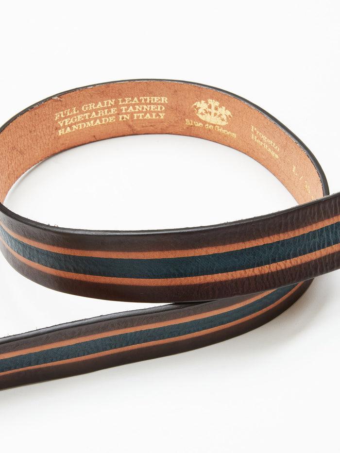 Blue De Gênes Tino Belt Brown Stripe