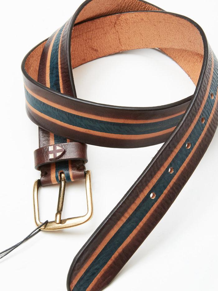 blue de gênes Tino Belt Brown Stripe