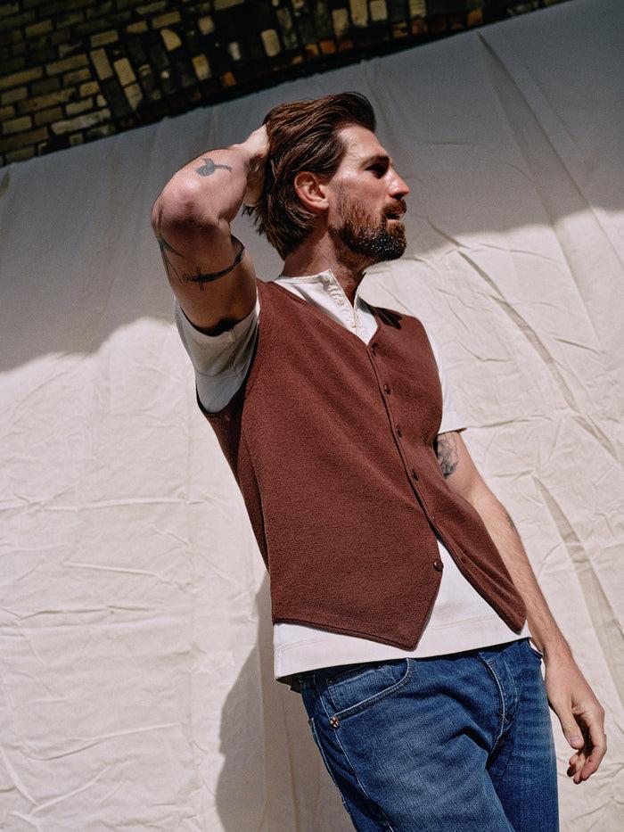 Blue De Gênes Zorba Knit Waistcoat Prune