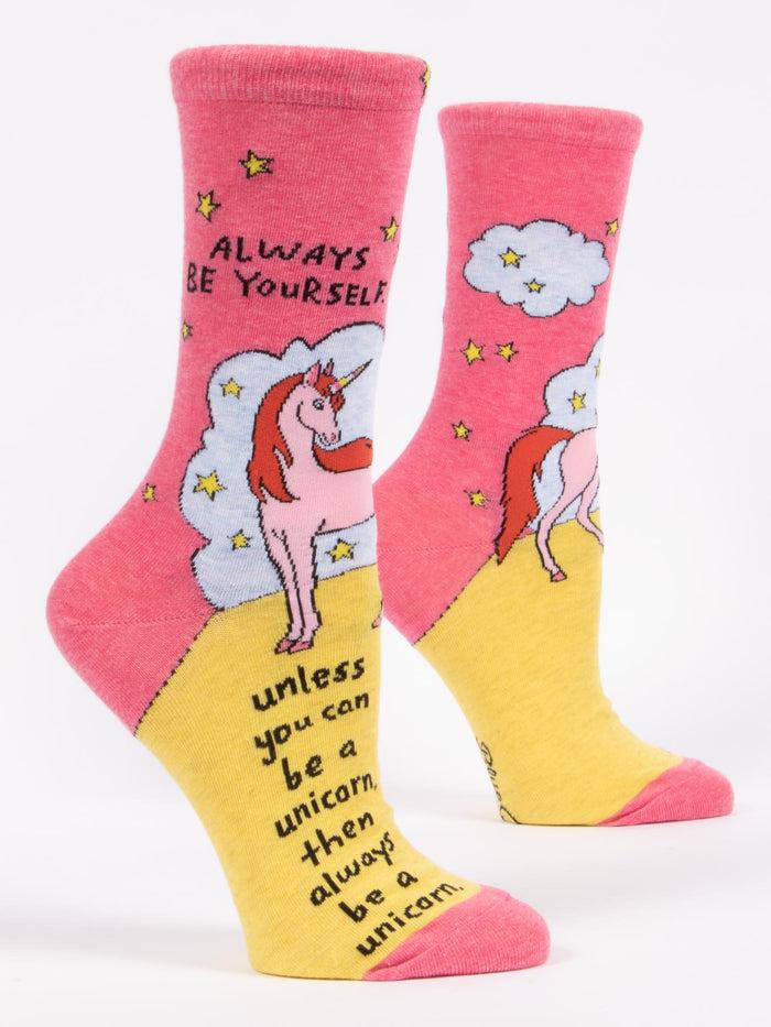 blue q Always Be Yourself Unless You Can Be A Unicorn W-Crew Socks