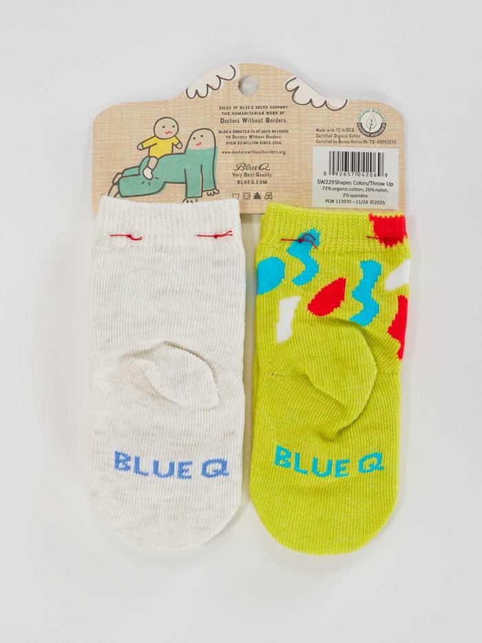 Blue Q Big Fan Of Shapes & Colors/ Cool If I Throw Up On You? Baby Socks