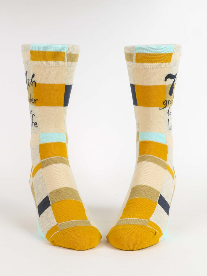 Blue Q 7th Grader For Life M-Crew Socks