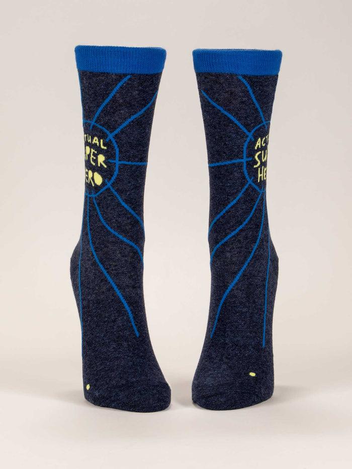 Blue Q Actual Superhero W-Crew Socks