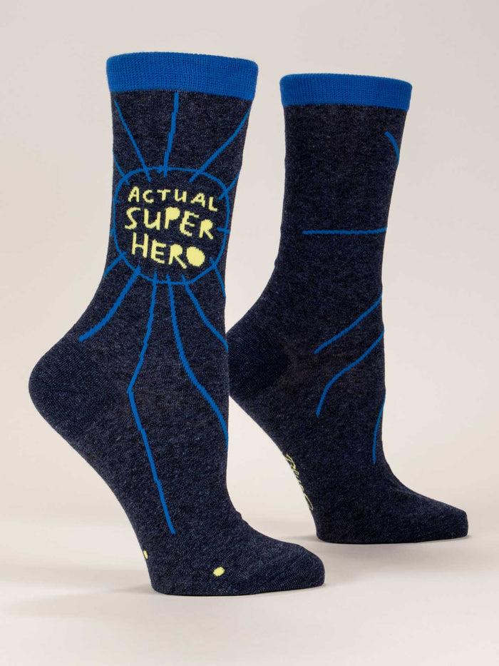 blue q Actual Superhero W-Crew Socks