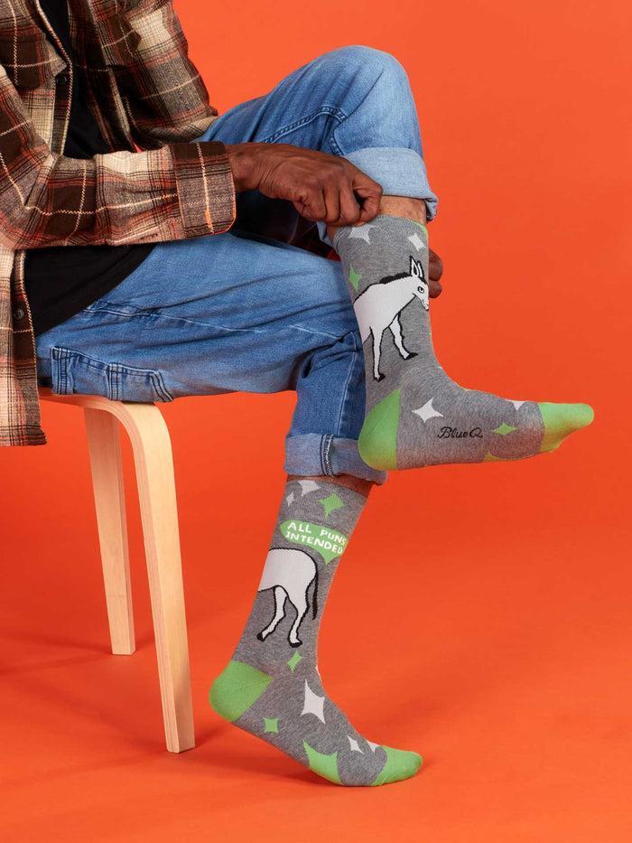 Blue Q All Puns Intended M-Crew Socks