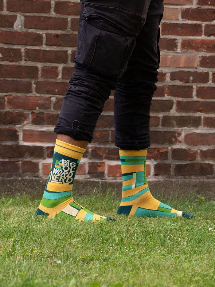 Blue Q Big Ol' Word Nerd M-Crew Socks