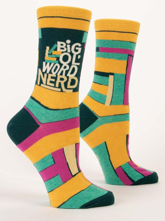 blue q Big Ol' Word Nerd W-Crew Socks