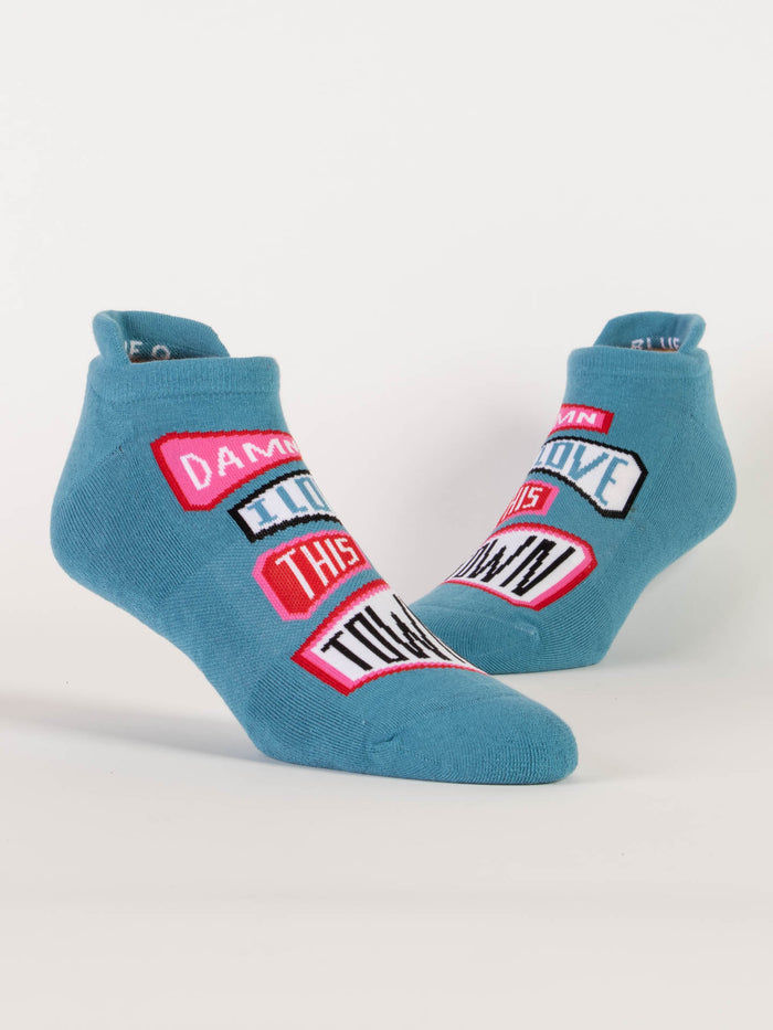 Blue Q Damn I Love This Town Sneaker Socks
