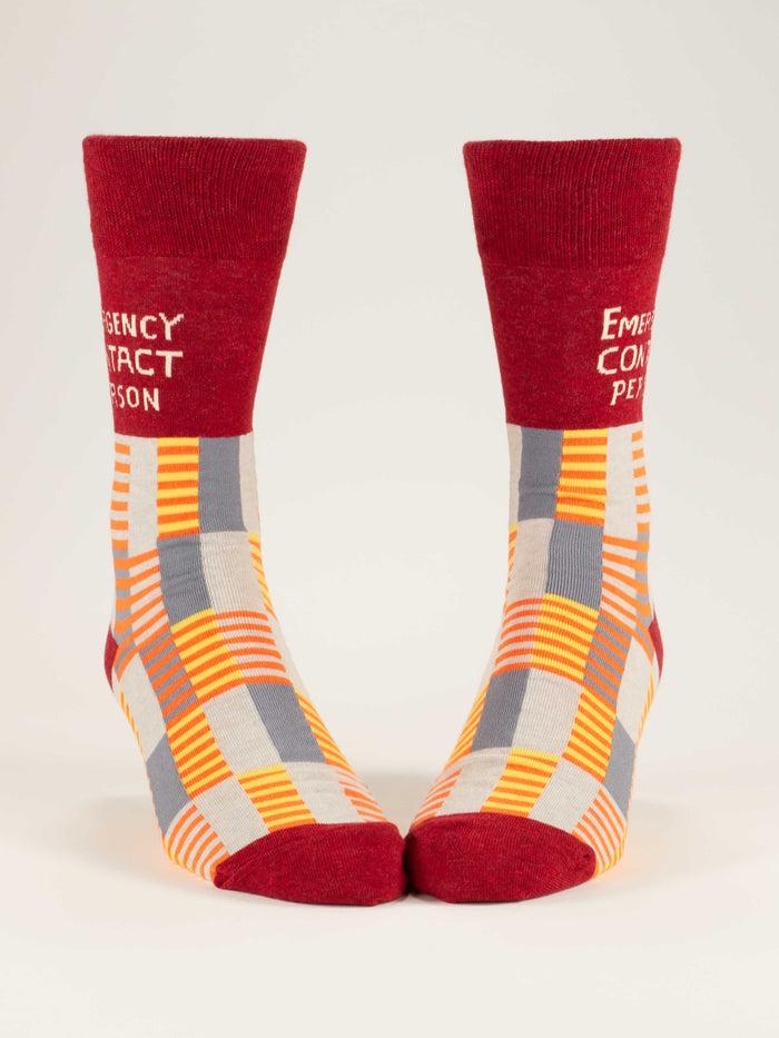 Blue Q Emergency Contact Person M-Crew Socks