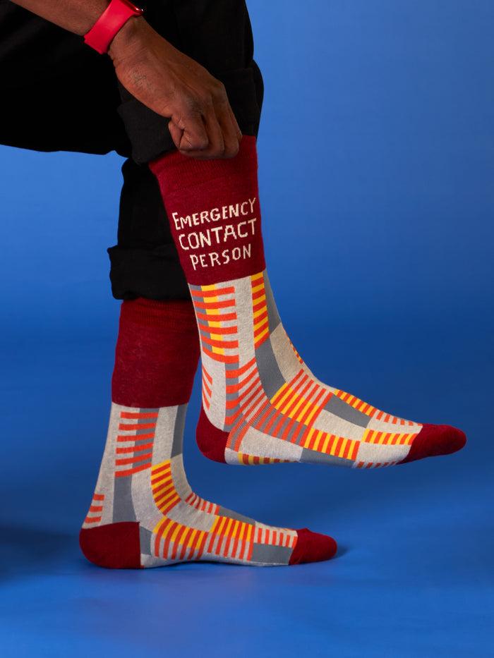 Blue Q Emergency Contact Person M-Crew Socks