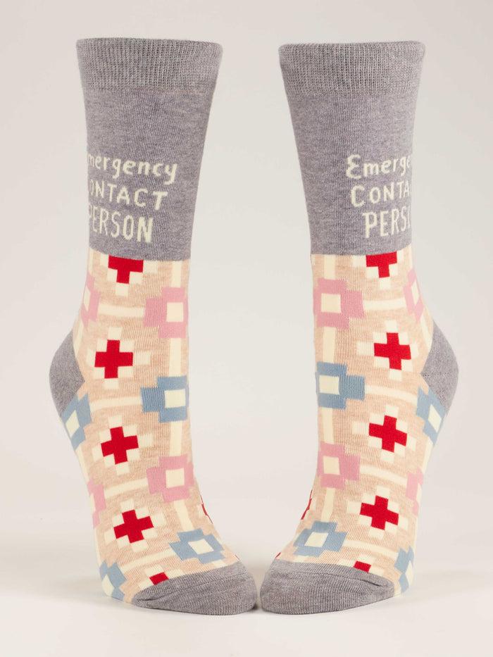 Blue Q Emergency Contact Person W-Crew Socks