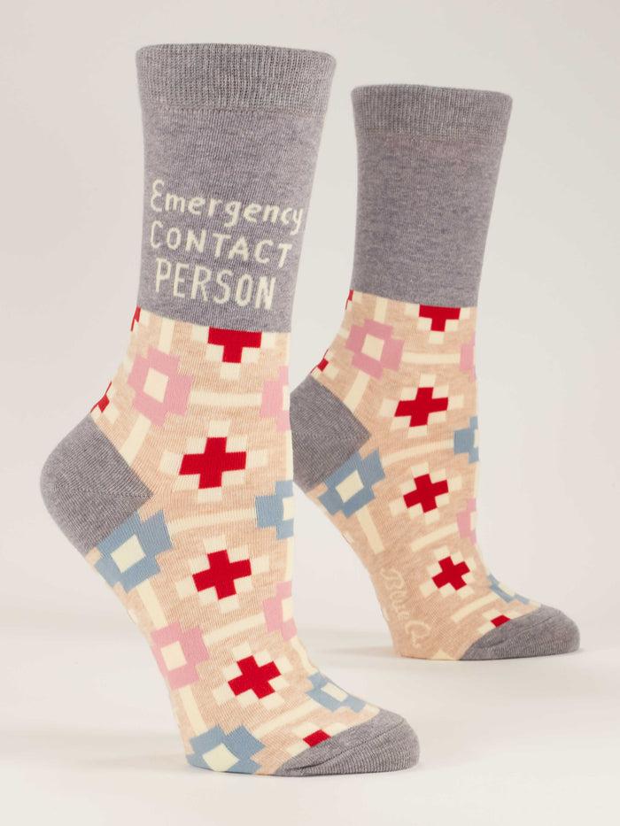 Blue Q Emergency Contact Person W-Crew Socks