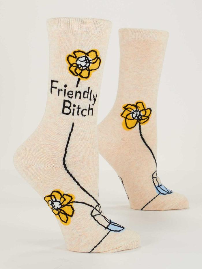blue q Friendly Bitch Crew Socks
