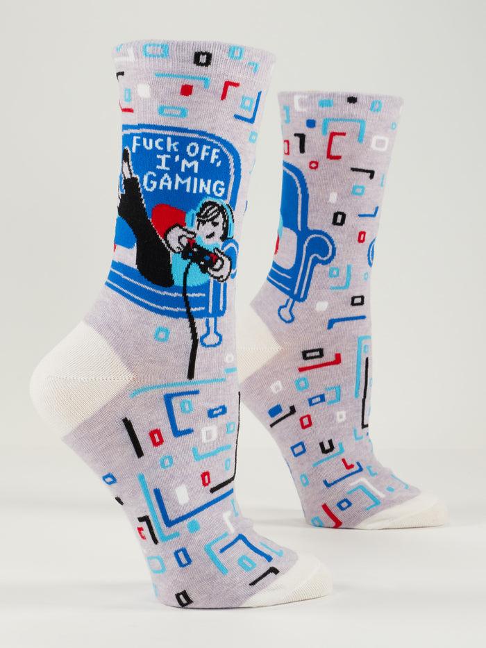 blue q Fuck Off I'm Gaming W-Crew Socks