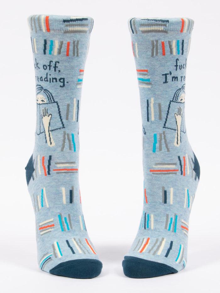 Blue Q Fuck Off I'm Reading W-Crew Socks