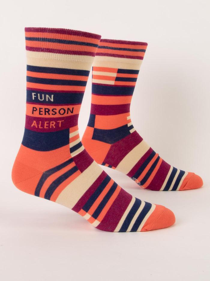 Blue Q Fun Person Alert M-Crew Socks