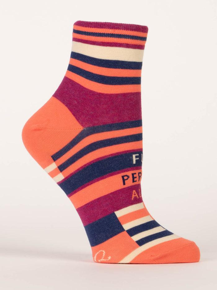 Blue Q Fun Person Alert W-Ankle Socks