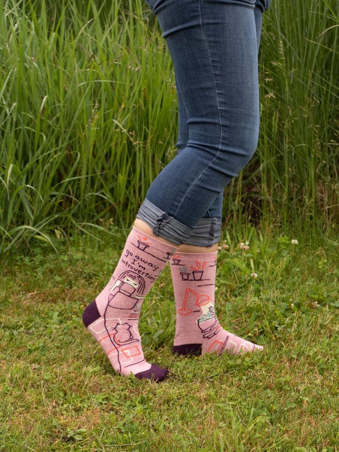 Blue Q Go Away I'm Introverting W-Crew Socks