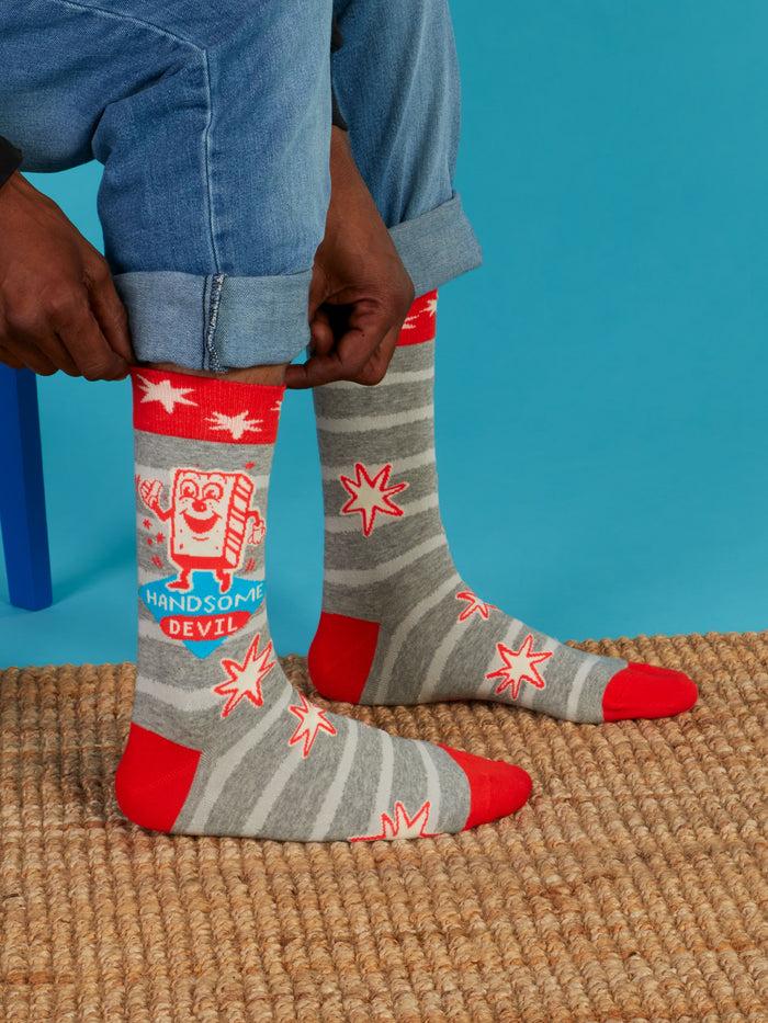 Blue Q Handsome Devil M-Crew Socks