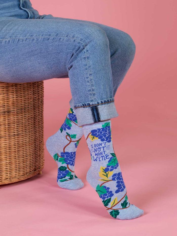Blue Q I Don't Not Want Wine W-Crew Socks