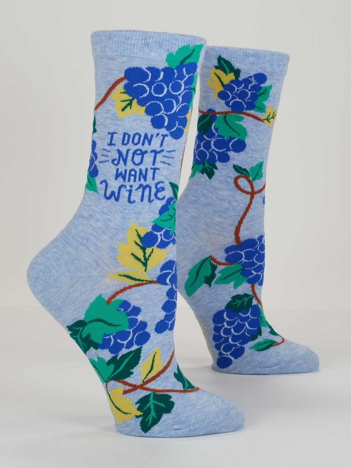 Blue Q I Don't Not Want Wine W-Crew Socks