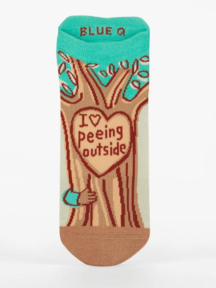 Blue Q I Heart Peeing Outside Sneaker Socks